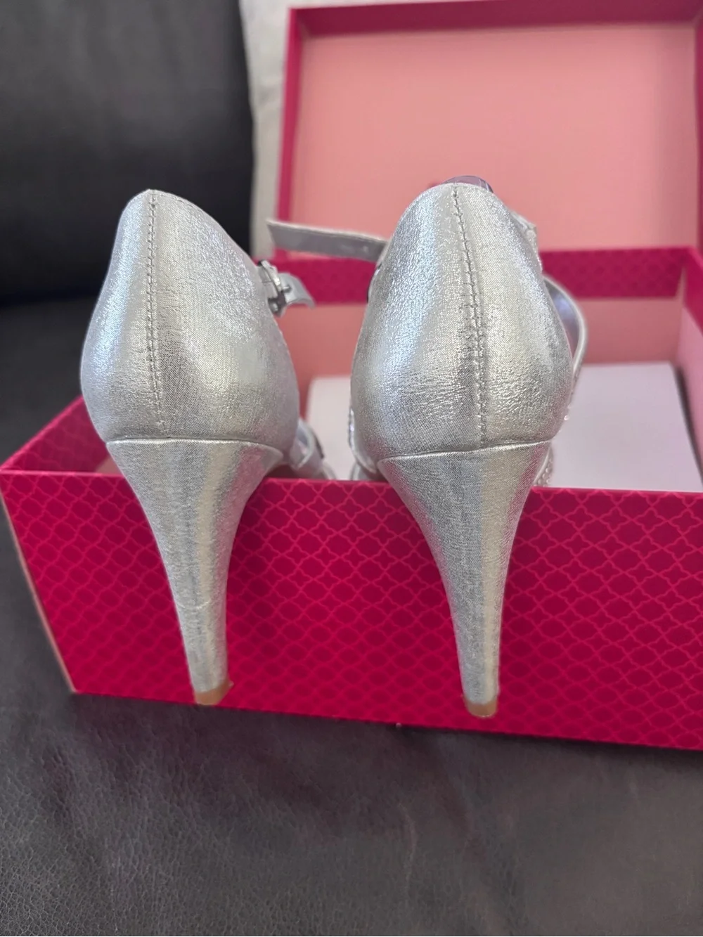 Kelly & Katie Silver Crystal-Strap Heels